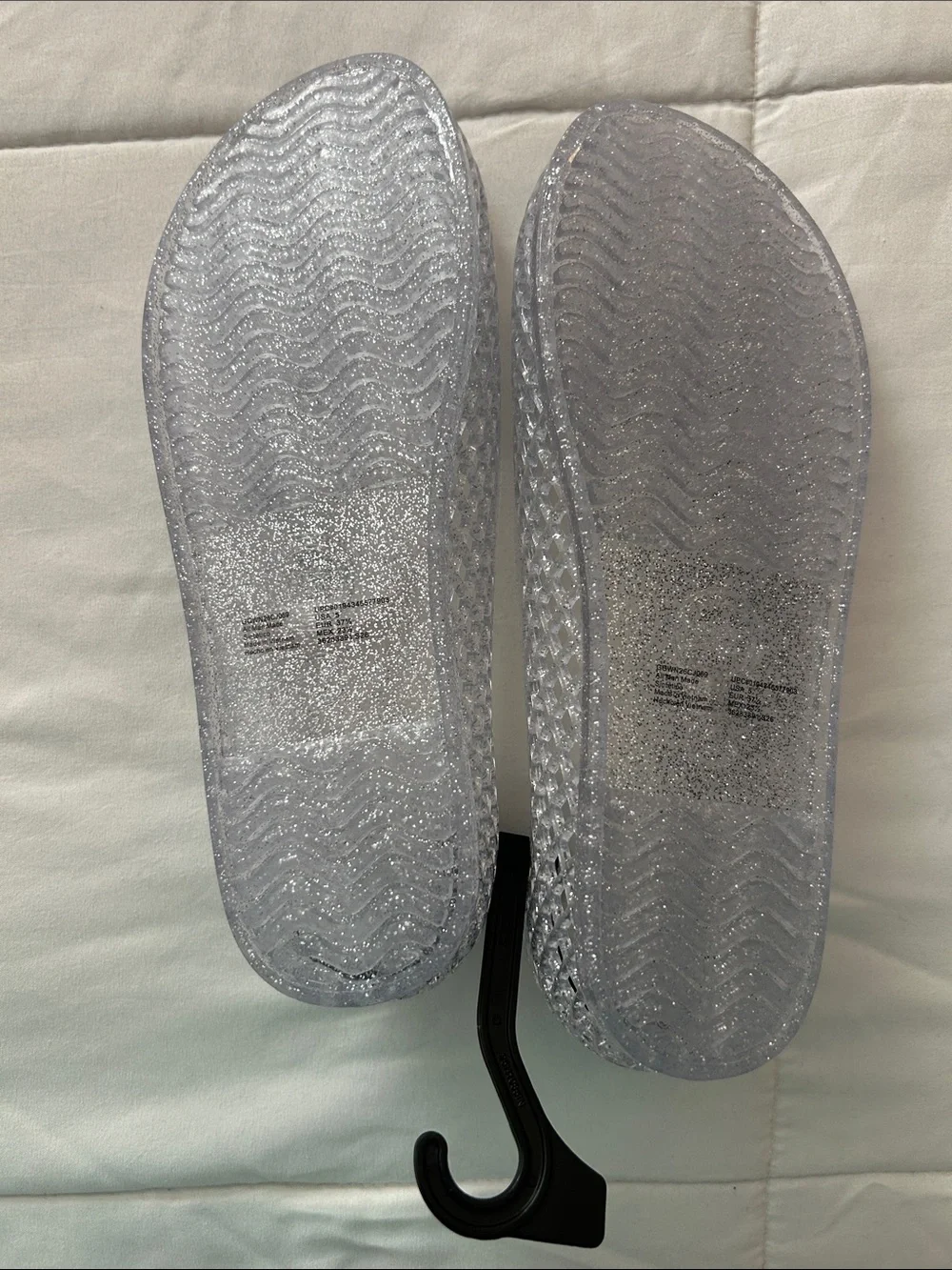wonder nation Clear Silver Glitter Jelly Flats - Women's